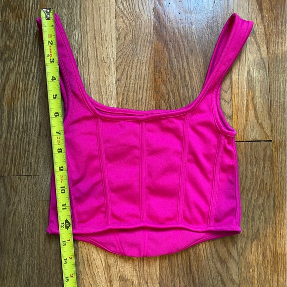 Ribbed Pink Suzettes Collection Ribbed Corset Top Womens S/M Built Up Tank Top - Picture 6 of 7